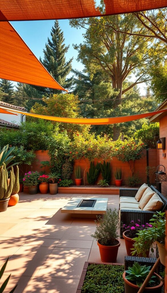 Patio Design showing sunlight and shade Patio Design showing sunlight and shade